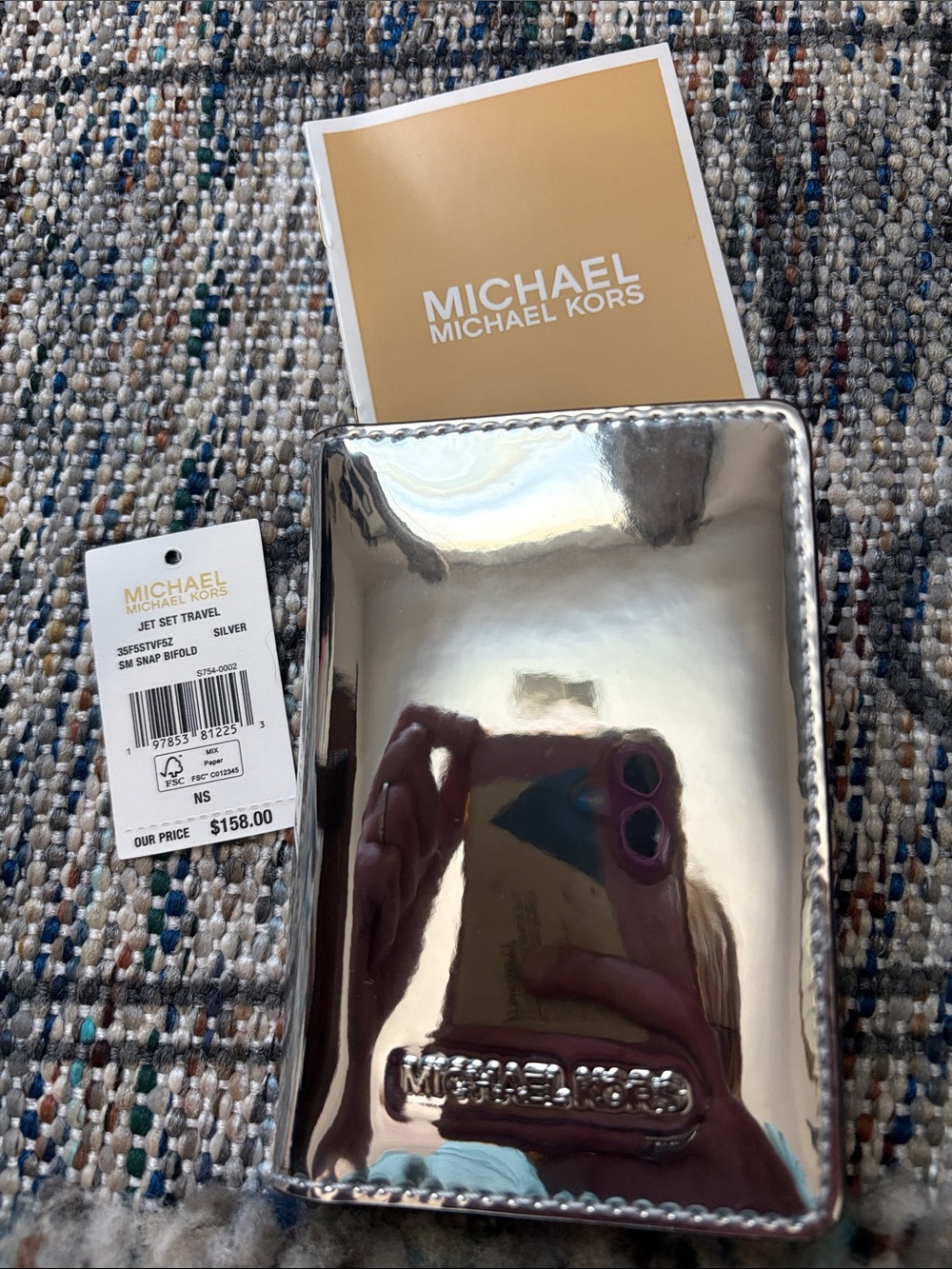 Michael Kors Silver Metallic Travel Wallet